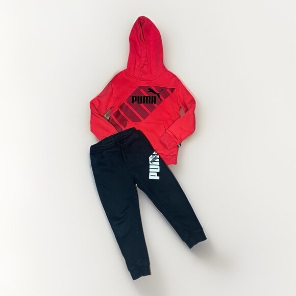 Puma Other - Puma Sweatshirt And Pants Set Boys Size XS (5/6) Red Hoodie & Black Joggers
